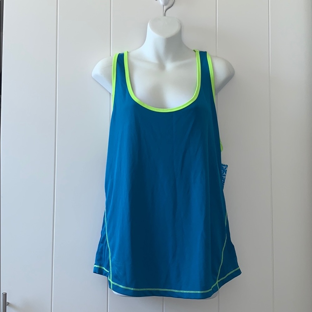 💥 NEW | Turquoise and Neon Green Racerback Tank